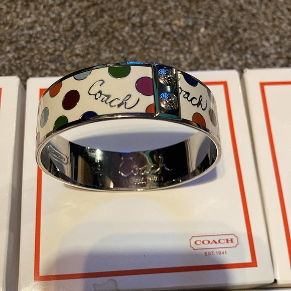 Authentic Coach Bangles Signature Logo Patterns Styles Size 7 Ring Silver Gold - Picture 11 of 16